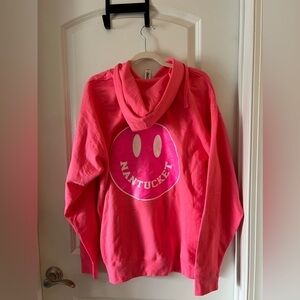 Nantucket Pink Smiley Face Hooded Sweatshirt
